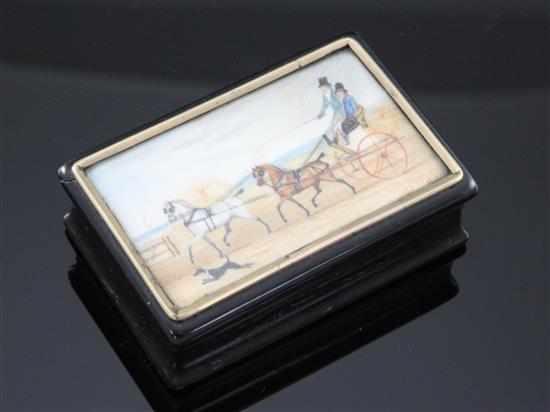 A 19th century rectangular tortoiseshell snuff box, 3in.